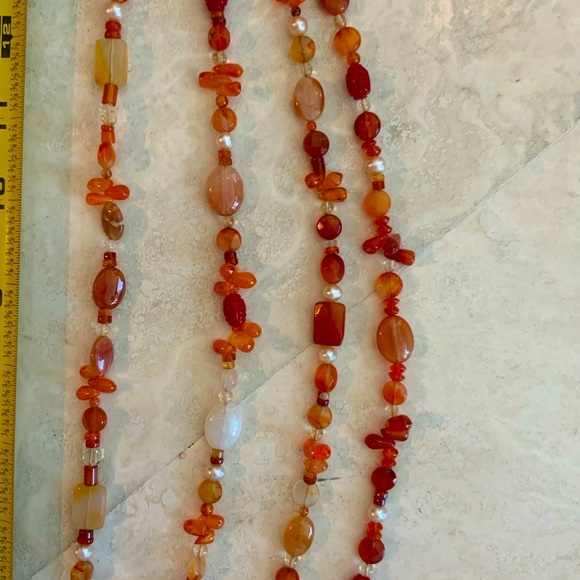 Multi-strand Joyous Carnelian and Pearl Necklace - Picture 6 of 7